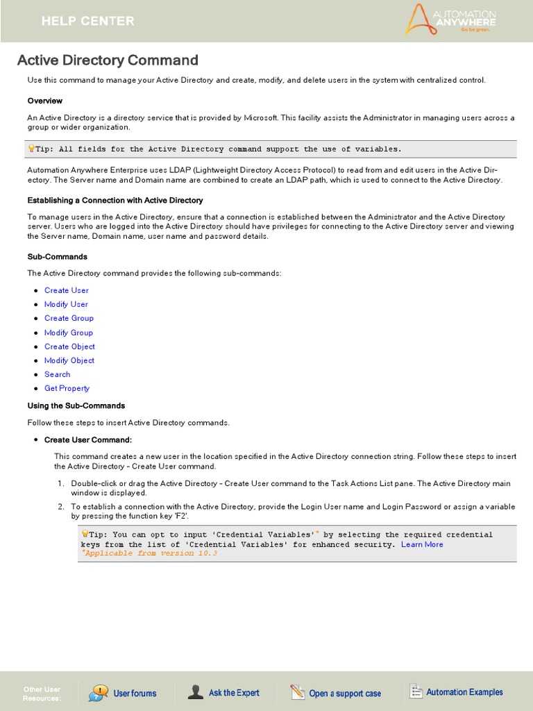 Active Directory Automation Commands | PDF | Active Directory | Login