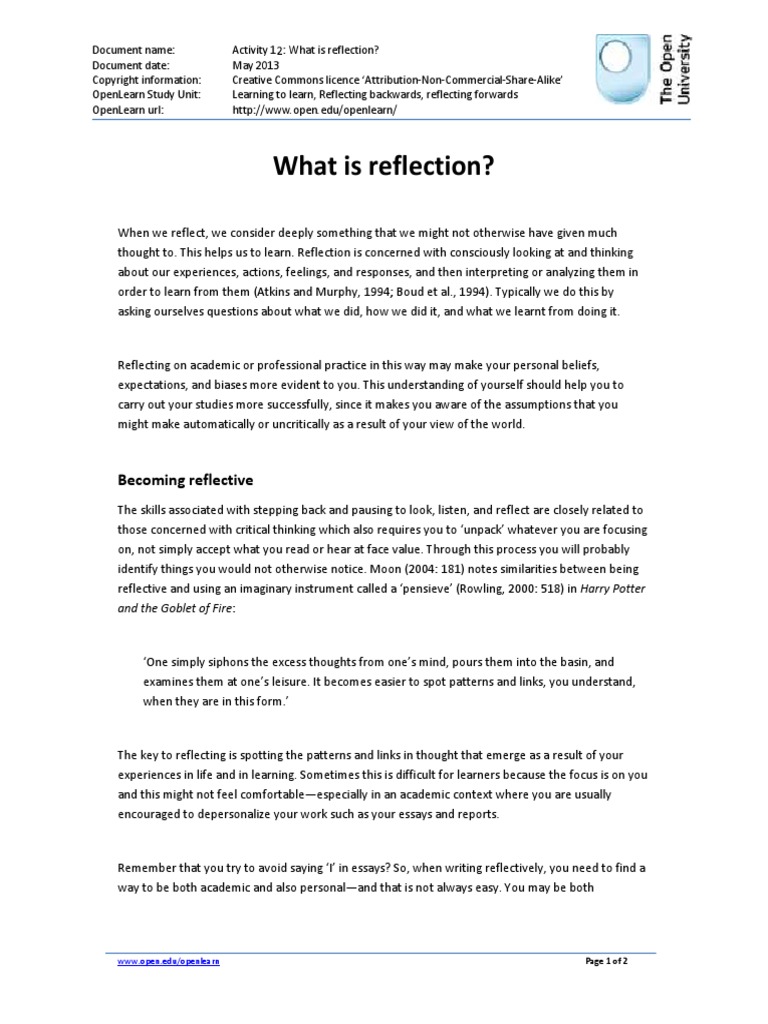 Reflection | Thought | Critical Thinking