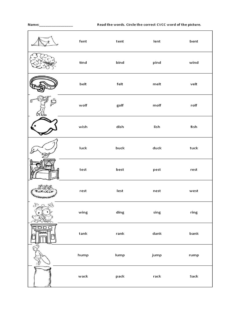 CVCC Worksheet | PDF