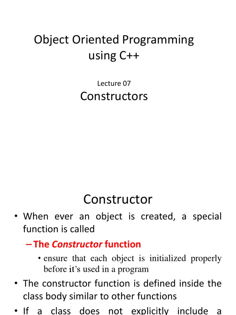 Object Oriented Programming Using C++ | Download Free PDF | Constructor ...