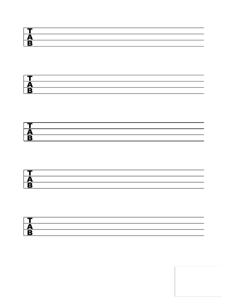 Bass Tab Blank Sheet Music PDF