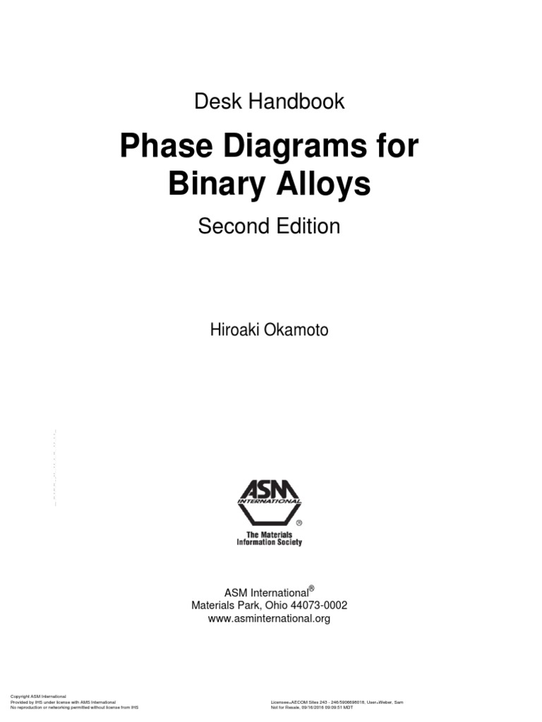 Desk Handbook Phase Diagrams For Binary Alloys 2010 Pdf Thermodynamic Equilibrium Phase Matter