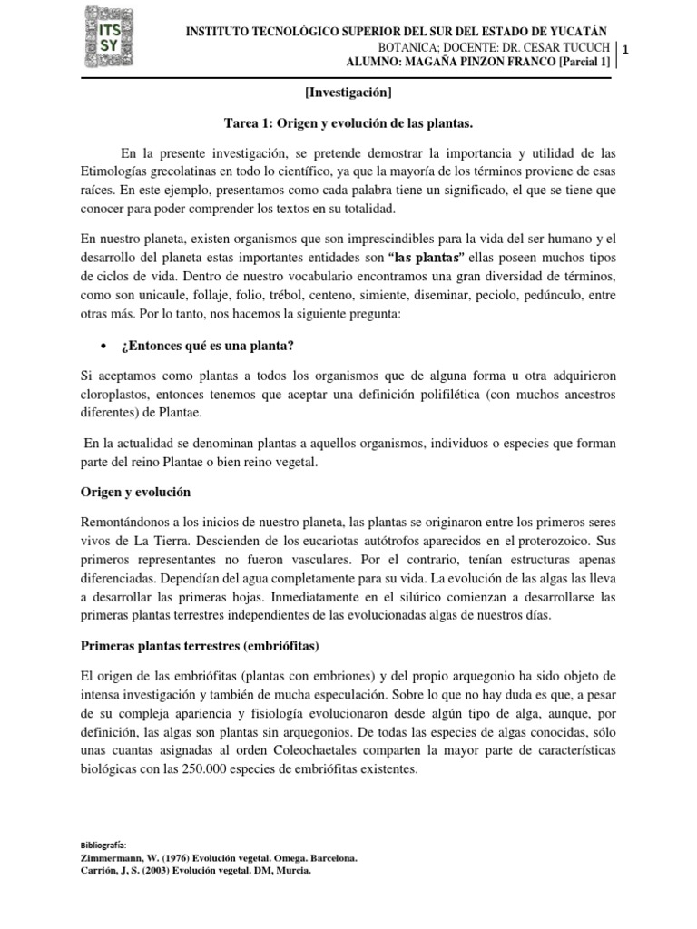 Origen y evolución de las plantas | PDF | Plantas | Botánica