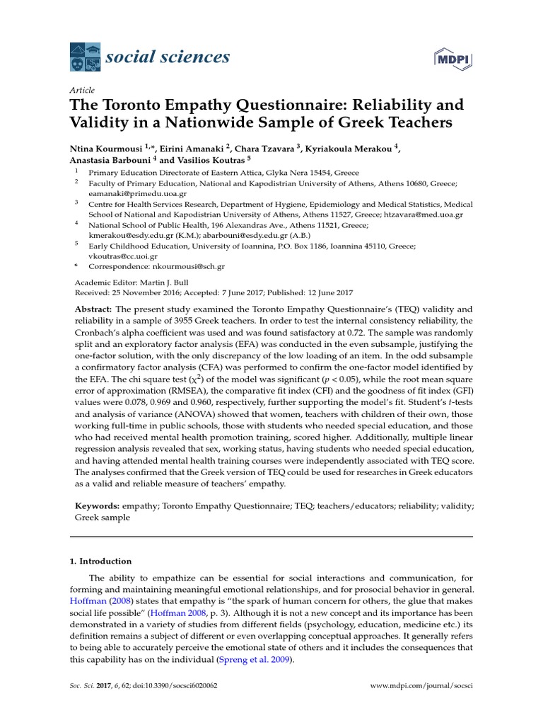 The Toronto Empathy Questionnaire | PDF | Empathy | Psychological Concepts
