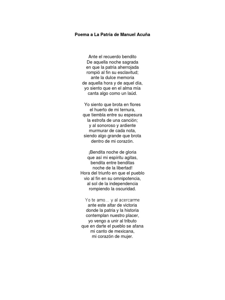 Poema a La Patria de Manuel Acuña | PDF | Ocio
