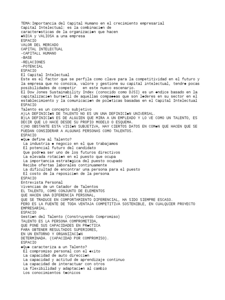 Tema Importancia Del Capital Humano En El Crecimiento Empresarial
