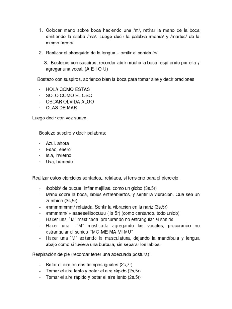 Ejercicios de Vocalización y Chasquido | PDF