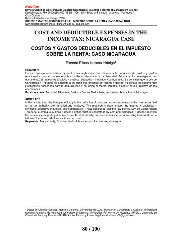 Costos y Gastos Deducibles en Renta | PDF | normas internacionales de ...