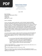 Senate Commerce letter to Facebook, June 2018