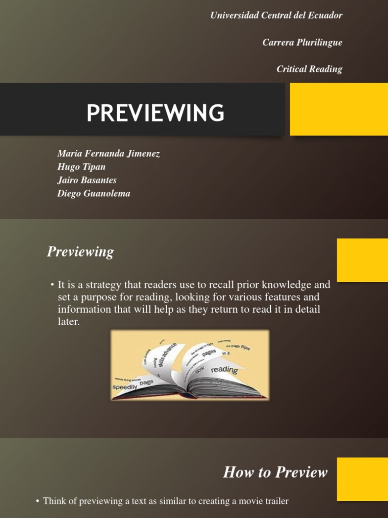 Effective Previewing Strategies for Readers | PDF