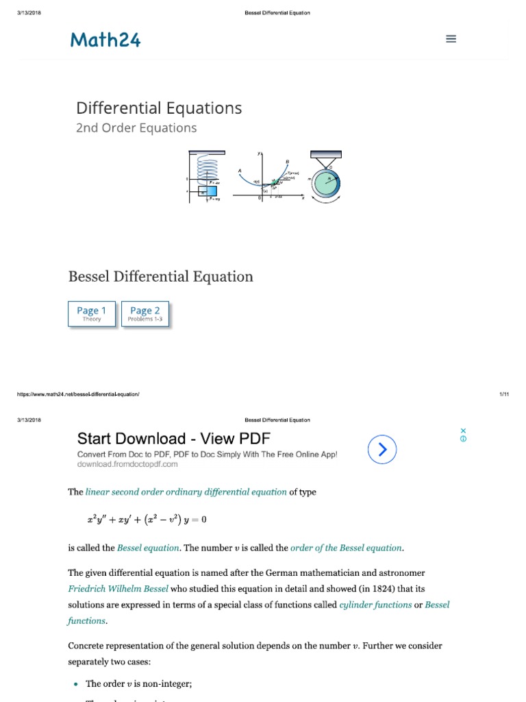 Bessel Differential Equation PDF PDF