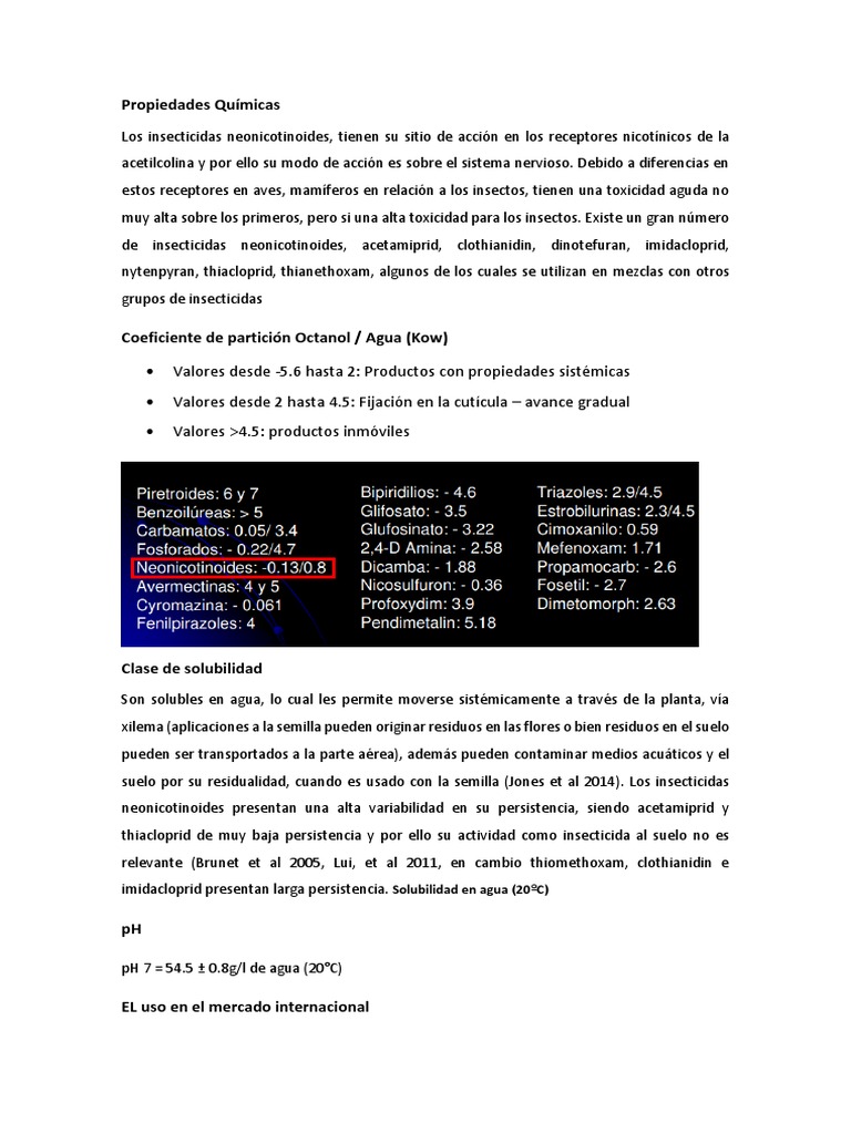 Propiedades de Insecticidas Neonicotinoides | PDF | Insecticida | Agua