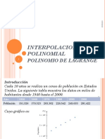 Interpolación polinómica de Lagrange para estimar población
