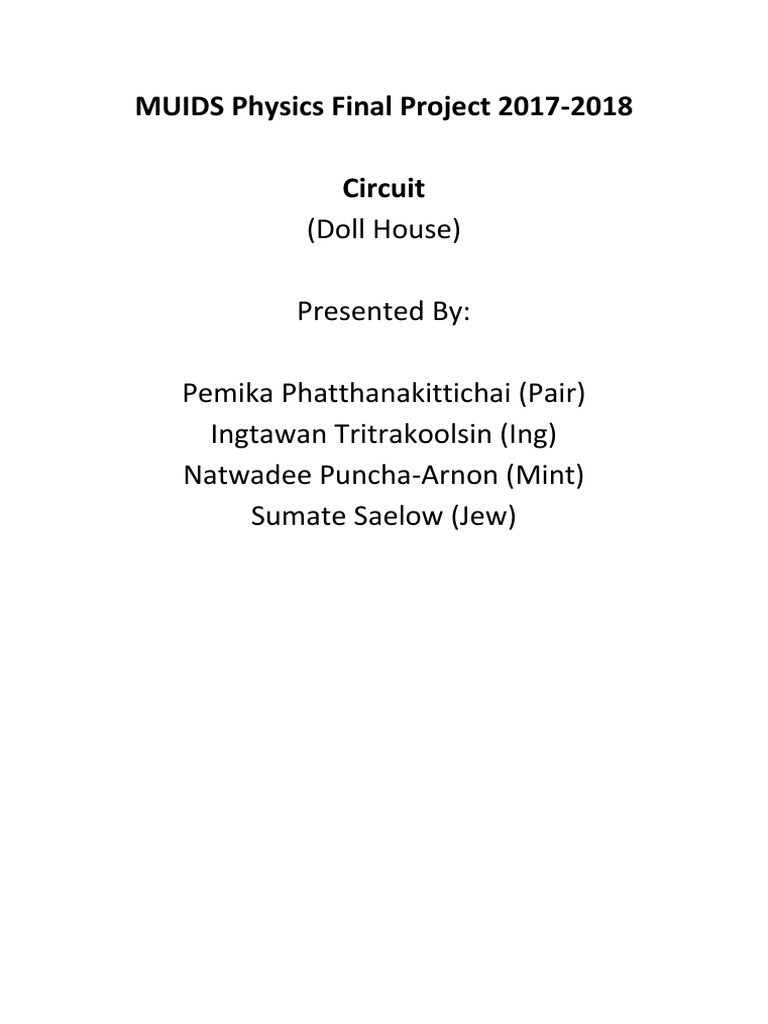 Lab Report Final Project (Doll House) | PDF | Electric Current | Series ...