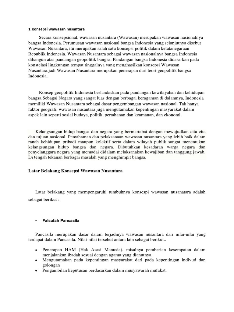 Latar Belakang Konsepsi Wawasan Nusantara