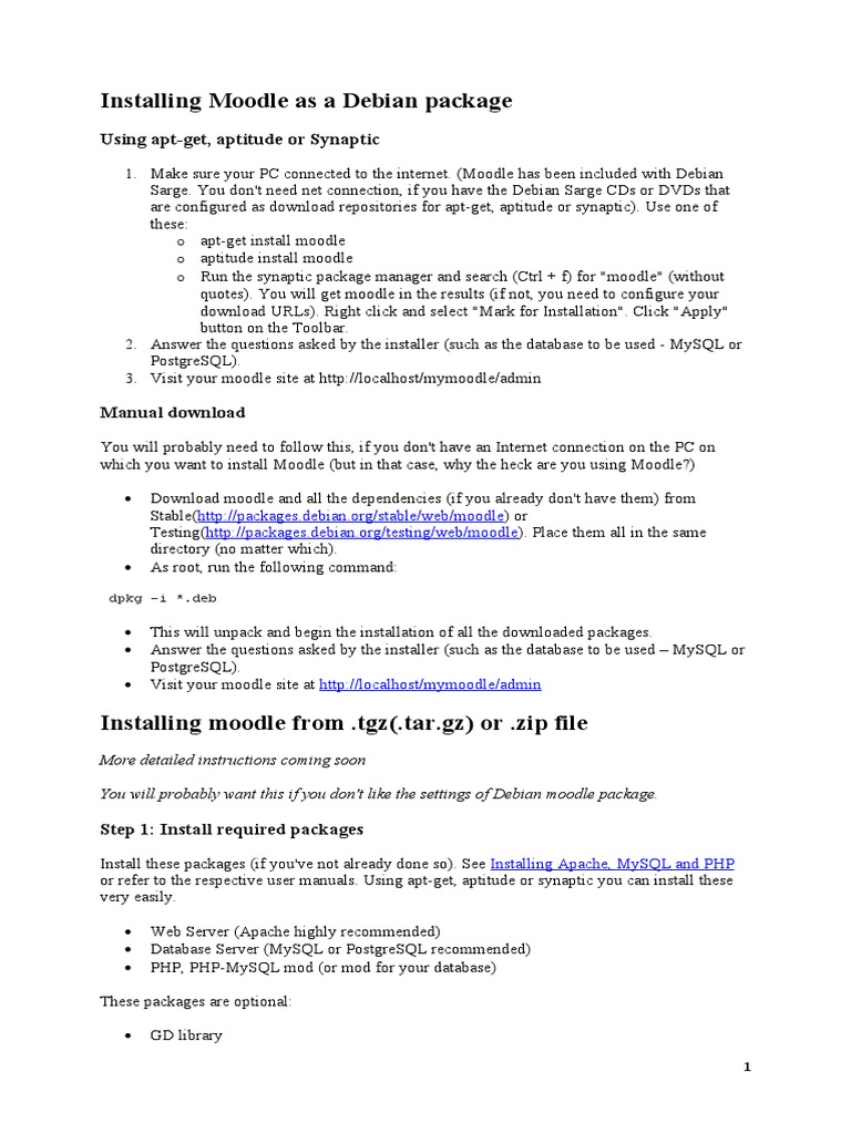 Moodle Installation on Debian | PDF | Educational Technology | Php