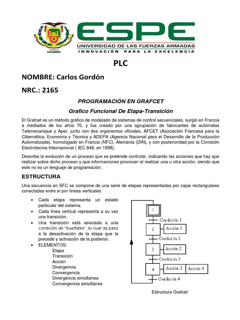 Programación en Grafcet para PLC | PDF | Informática y tecnología de la ...