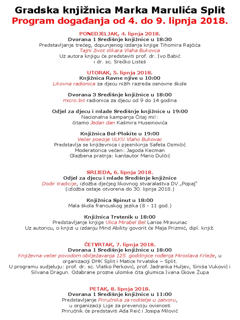 Tjedni Program GKMM | PDF