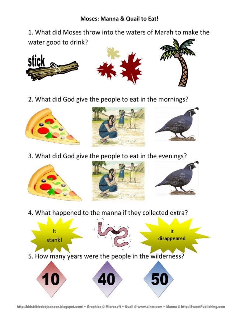 Moses Manna & Quail To Eat! Worksheet
