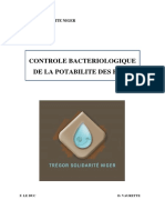 Controle Bacteriologique de La Potabilite Des Eaux 2016