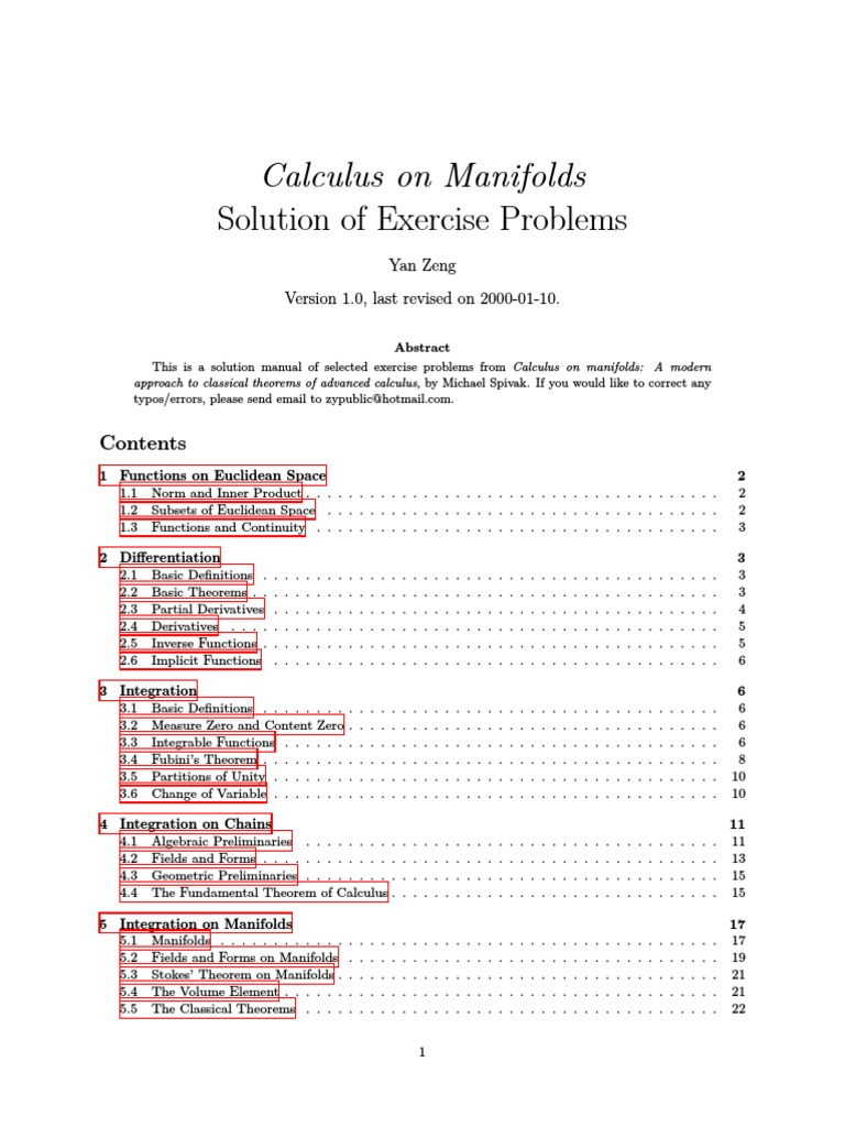 Spivak's Calculus on Manifolds Solutions | PDF | Norm (Mathematics) | Integral