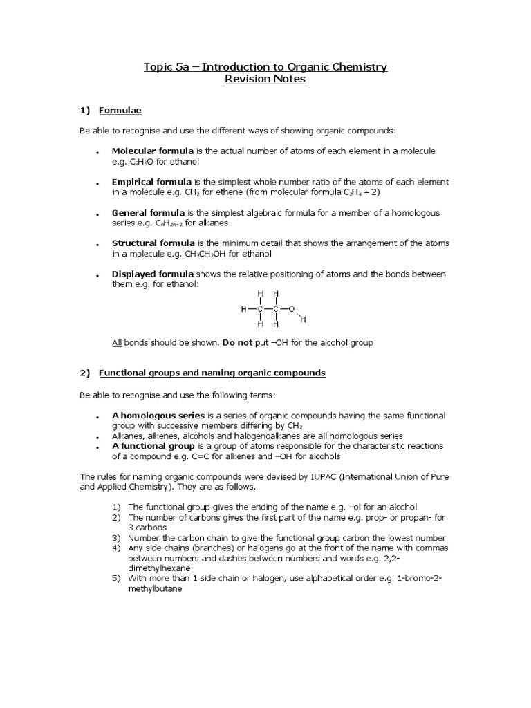 Organic Chemistry Basics and Alkanes | PDF | Alkane | Cracking (Chemistry)