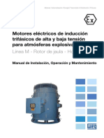 WEG Motores Electricos de Induccion Trifasicos para Atmosferas Explosivas Alta y Baja Tension Linea M Rotor de Jaula Verticales 12352530 Manual Espanol