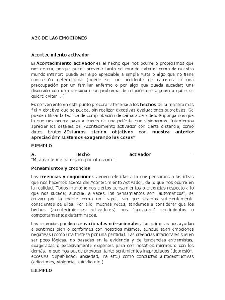ABC de Las Emociones | PDF | Terapia racional de comportamiento emotivo ...