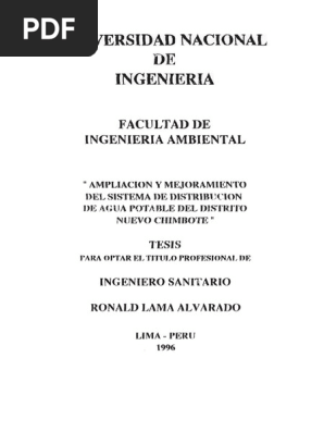 Tesis Ampliancion Y Mejoramiento Del Sistema De Distribucion De Agua Potable