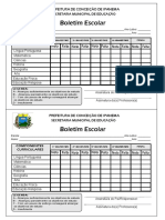 Boletim escolar com notas e faltas dos bimestres