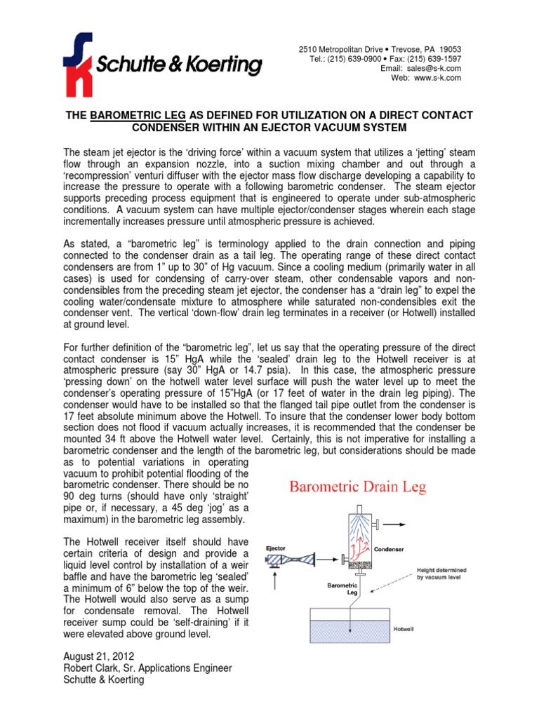 Barometric Leg Defined PDF Vacuum Pressure