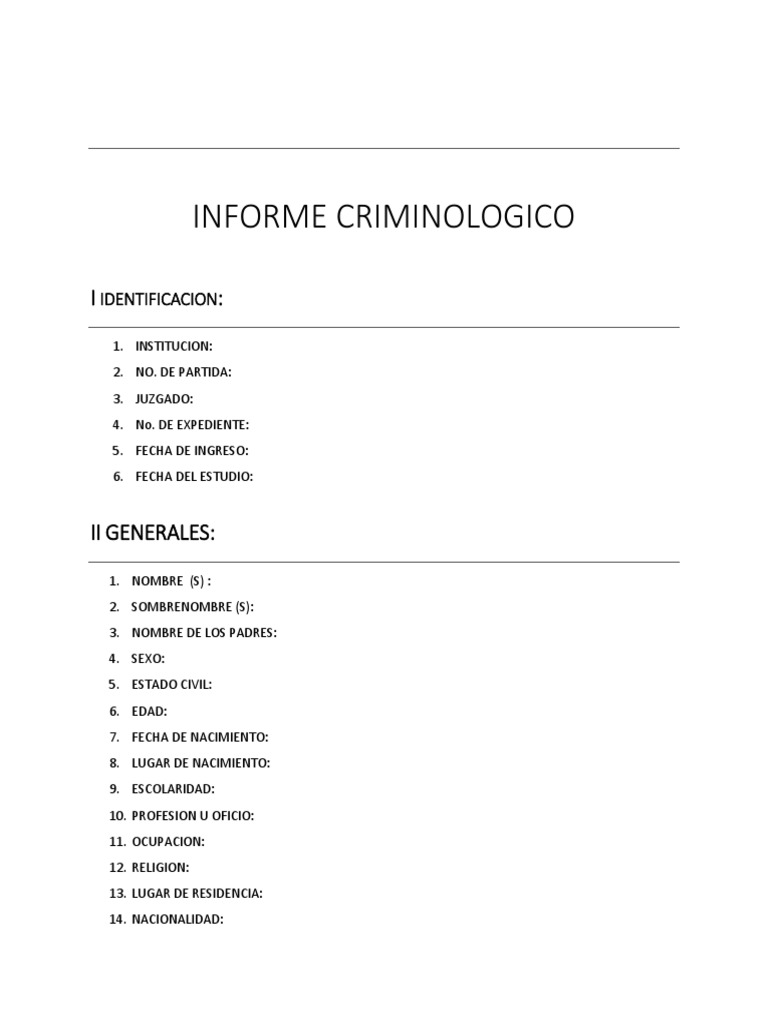 FORMATO CRIMINOLOGICO