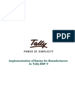 Implementation of Excise For Manufacturers in TallyERP 9