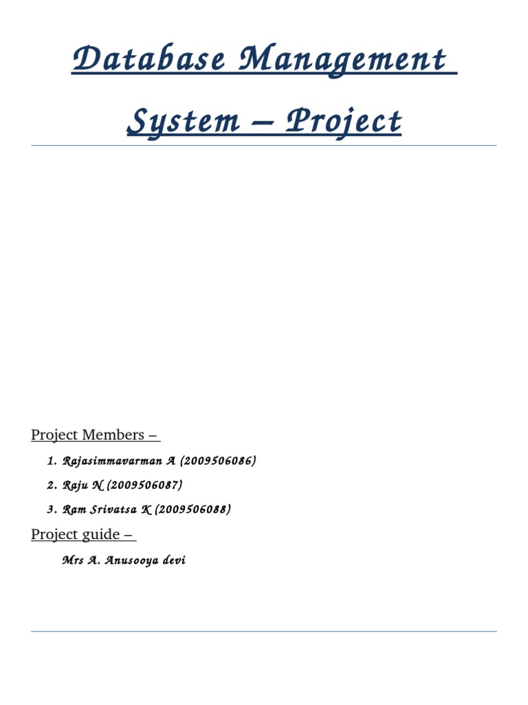 Database Management System - Project | PDF | Databases | Relational Model