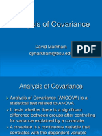 Analysis of Covariance: David Markham Djmarkham@bsu - Edu
