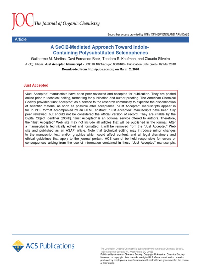 A Secl2-Mediated Approach Toward Indole-Containing Polysubstituted ...