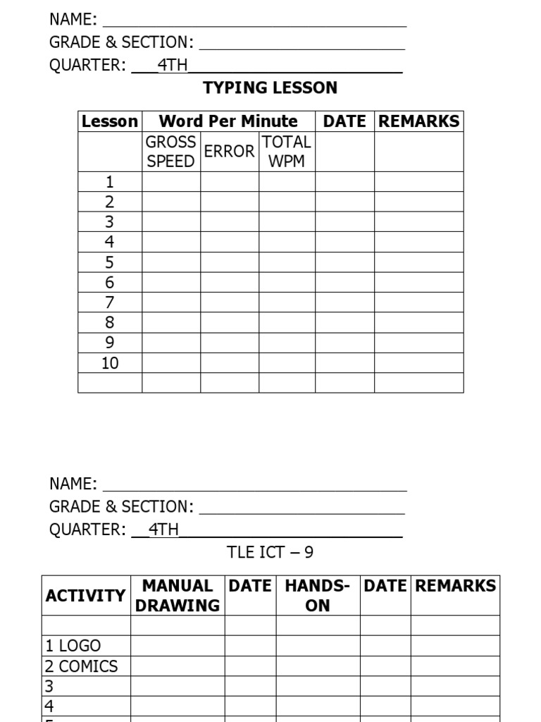 Typing and Drawing Activity Log | PDF | Computers