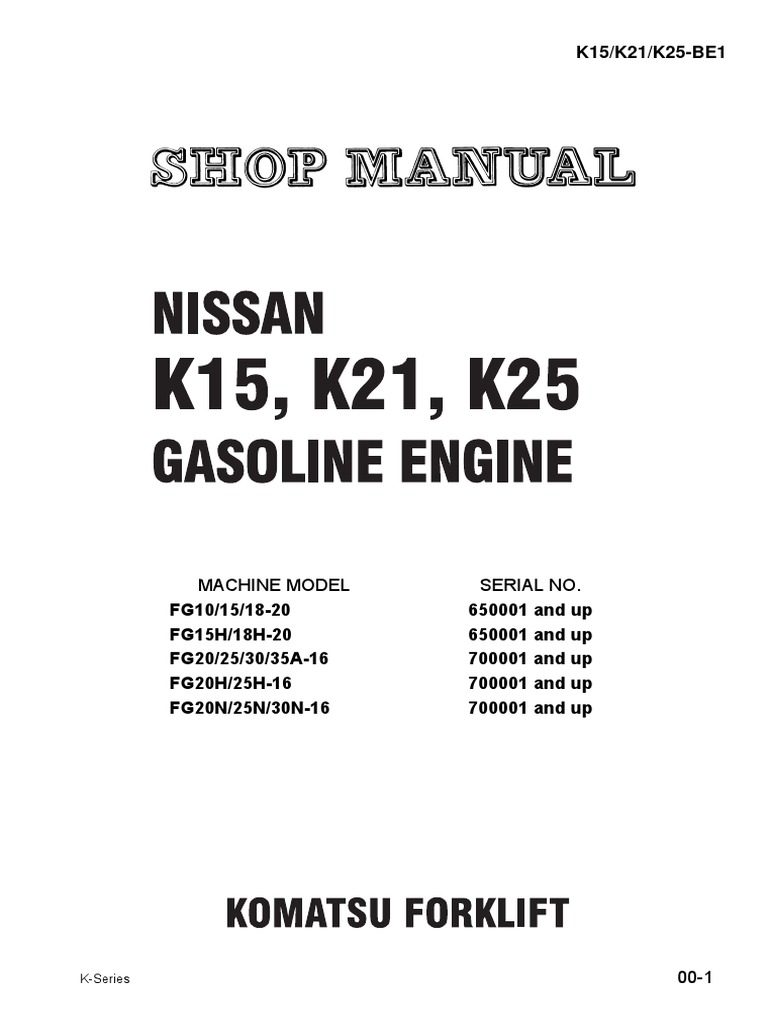 K15/K21/K25-BE1: Machine Model Serial No | PDF | Carburetor | Engines