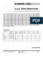 Cat Paper 2004 Answers and Explanations: Scoring Table