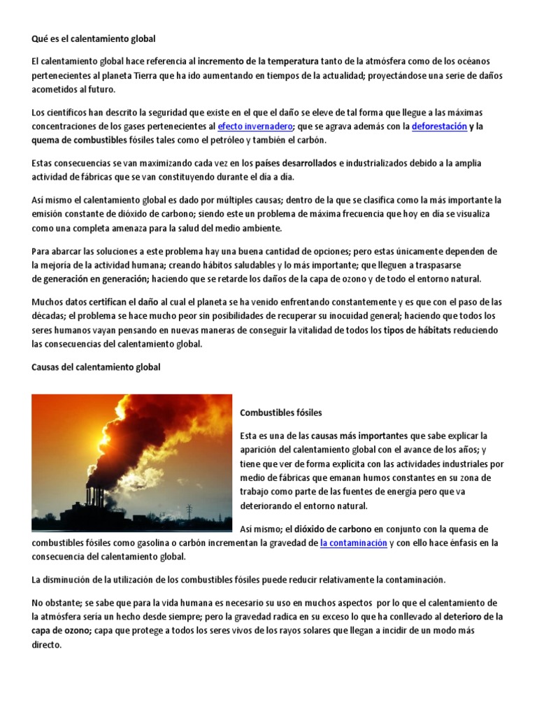 Qué Es El Calentamiento Global | PDF | Calentamiento global | Contaminación