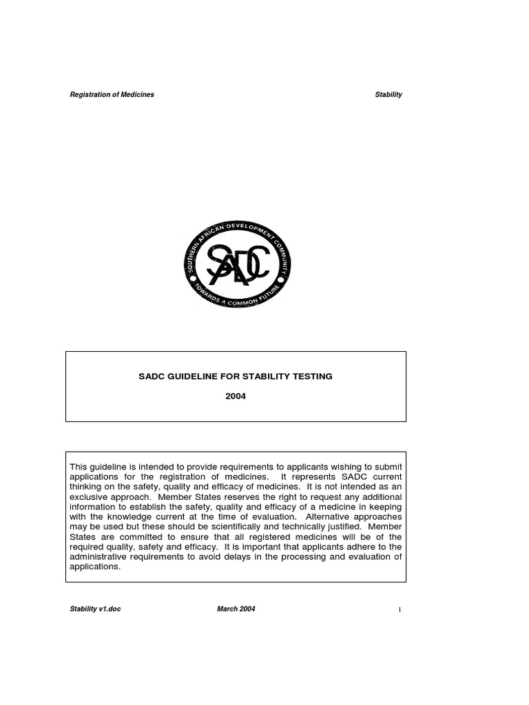 SADC Stability Testing Guidelines | PDF | Technology & Engineering