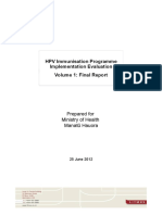 HPV Immunisation Programme Implementation Evaluation Volume 1: Final Report