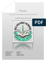 Physics: CXC CSEC School-Based Assessment 2015