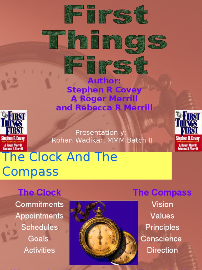 First Thing First Presentation Time Management Goal