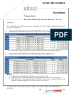 Offering Corporate Fiber Optic Dan Pipe Dedicated Internet Symmetric Bandwidth