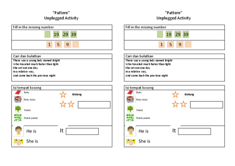 It It: "Pattern" Unplugged Activity "Pattern" Unplugged Activity | PDF