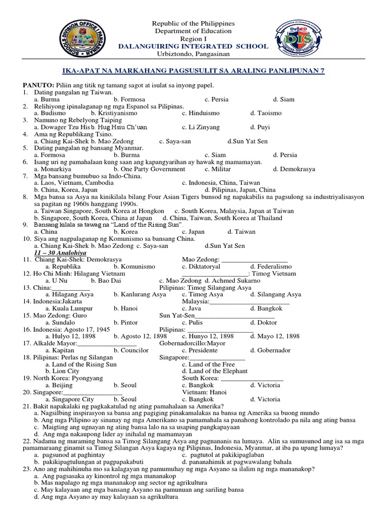 4th Quarter Grade Vii 1