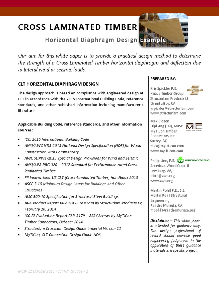 Structurlam CrossLam CLT White Paper On Diaphragms SLP Oct 2015 | PDF ...