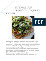 Pasta Integral Con Salsa de Brócoli y Queso Crema