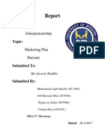 Subject: Entrepreneurship Topic:: Marketing Plan Baryani